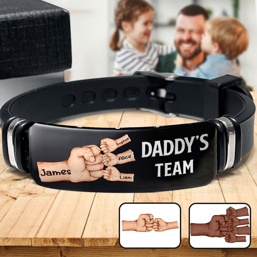 Daddy's Team – Personalisiertes Armband für Väter mit Gravur