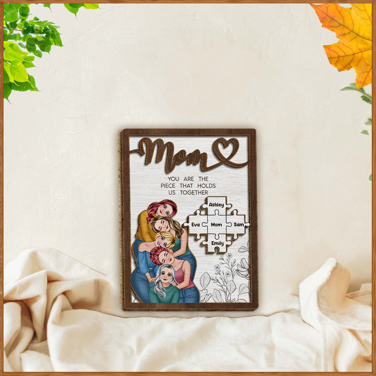 Mama, du bist das, was uns zusammenhält – Personalisiertes zweilagiges Holzschild/Holzplakette für Mama