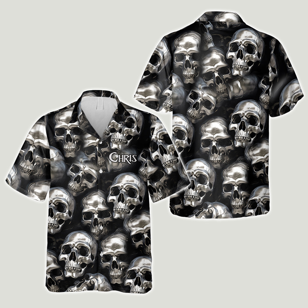 3D Metallic Skulls - Personalized Skull Hawaiian Shirt