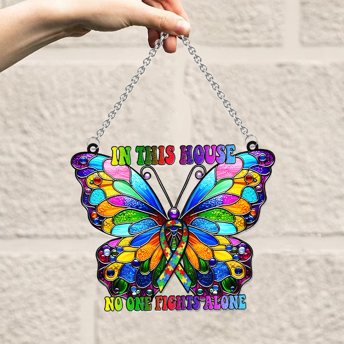 In diesem Haus kämpft niemand allein – Fensterhänger-Sonnenfänger zur Sensibilisierung für Autismus