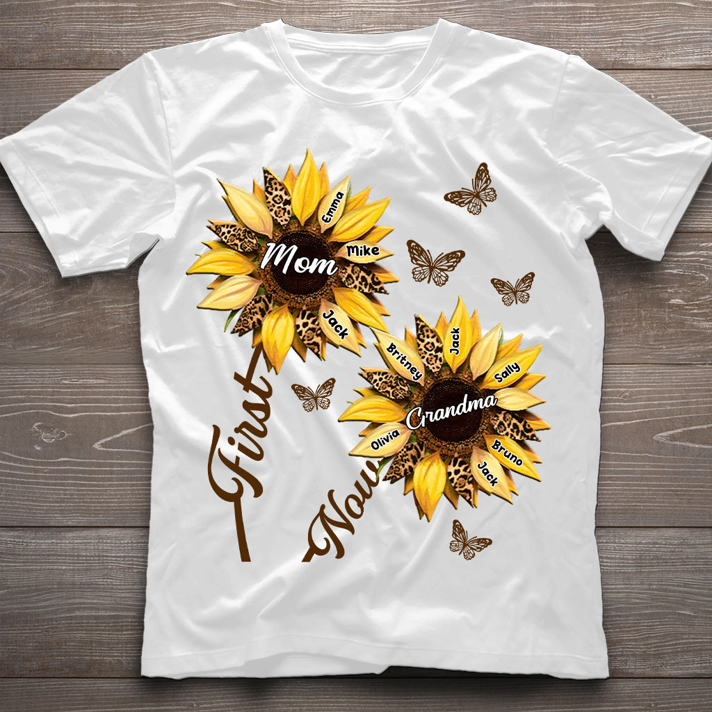 Erst Mama, jetzt Oma Sonnenblume – Personalisiertes Oma-T-Shirt und Hoodie