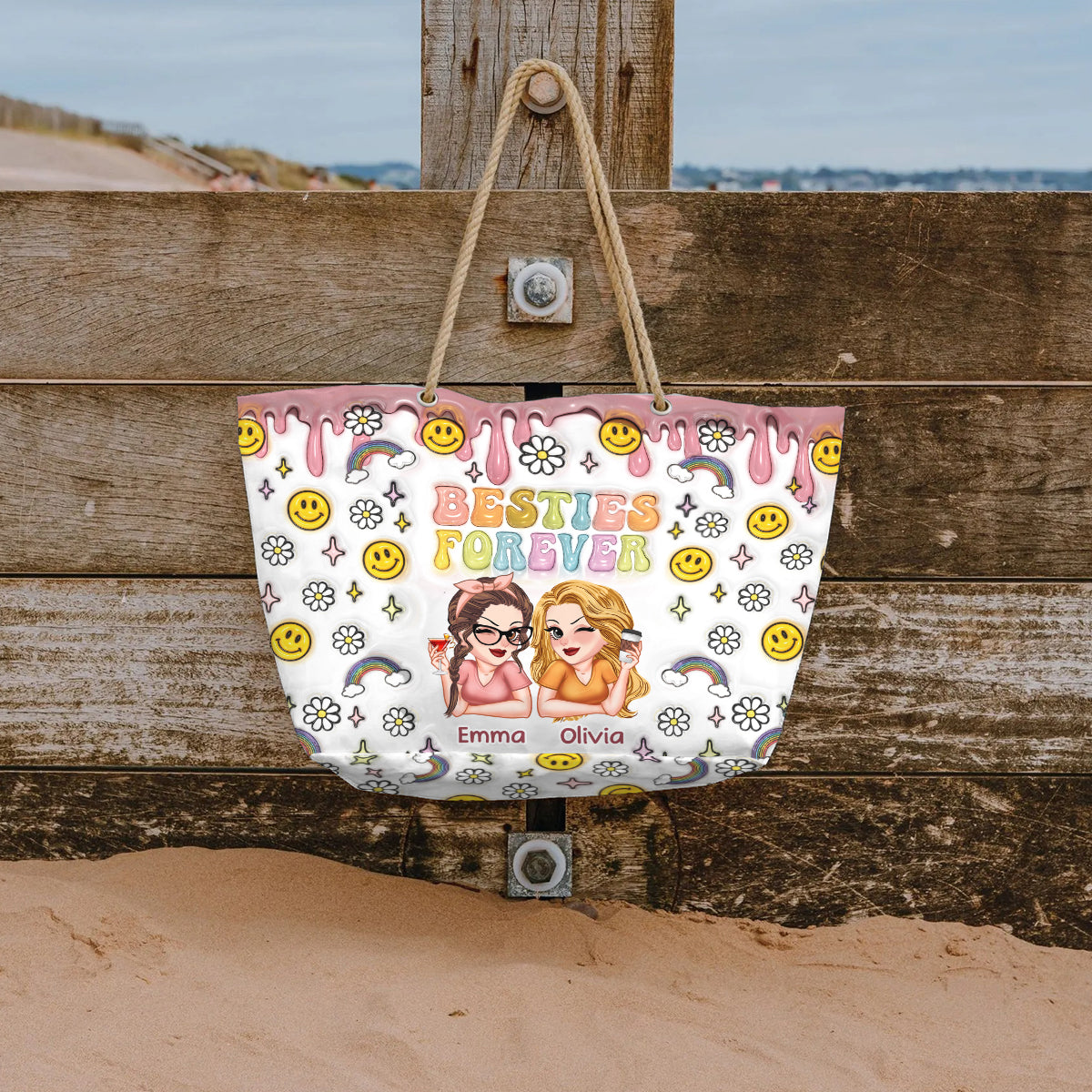 Für immer beste Freundinnen – Personalisierte Strandtasche für beste Freundinnen