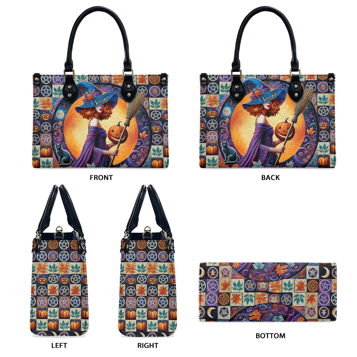 Wunderschöne Hexe – personalisierte Hexen-Lederhandtasche