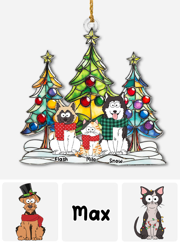 Frohe Weihnachten, Haustiere! - Personalisierter Hunde-Weihnachtsbaumschmuck in individueller Form