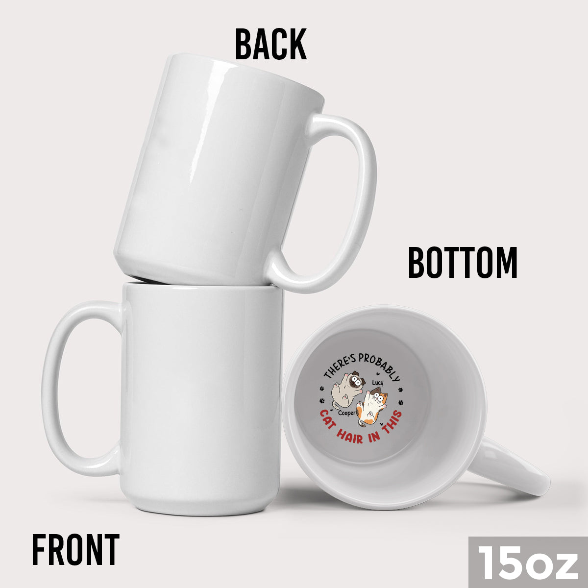 Da sind wahrscheinlich Katzenhaare drin – personalisierte Tasse mit versteckter Katzenbotschaft