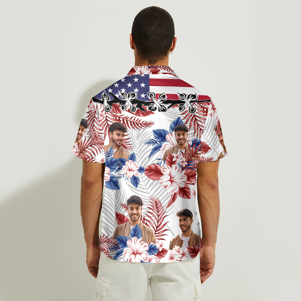 American Flag Flower - Personalized Independence Day/ 4th of July Hawaiian Shirt
