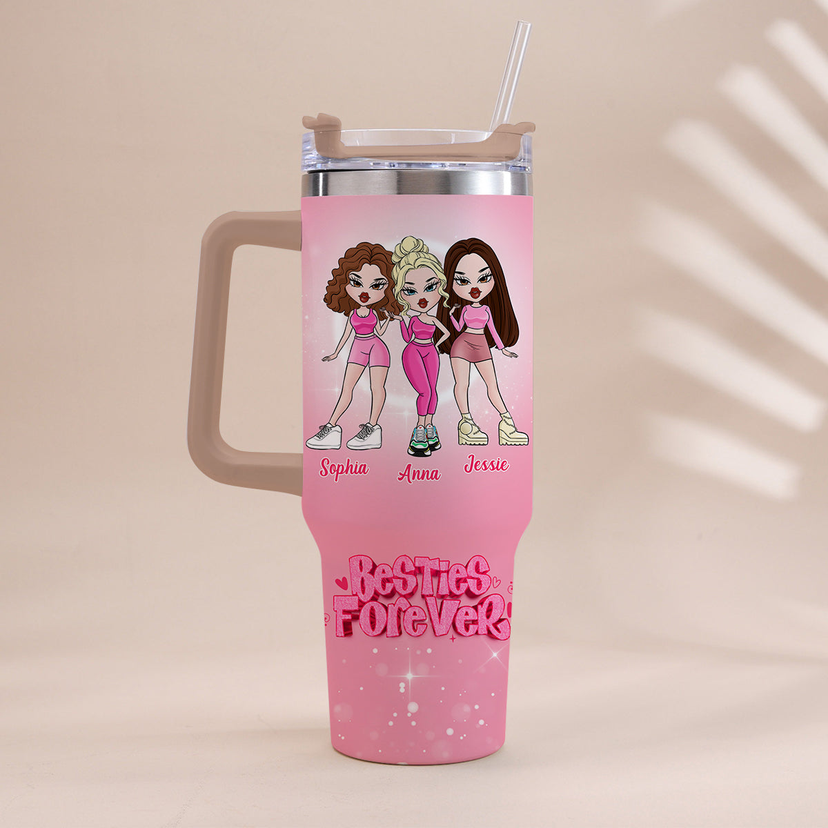 Für immer Freunde – Personalisierter Bestie-Becher mit Henkel