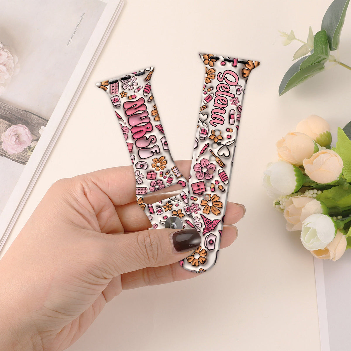 Puffy Nurse – Personalisiertes Krankenschwester-Armband für Apple Watch