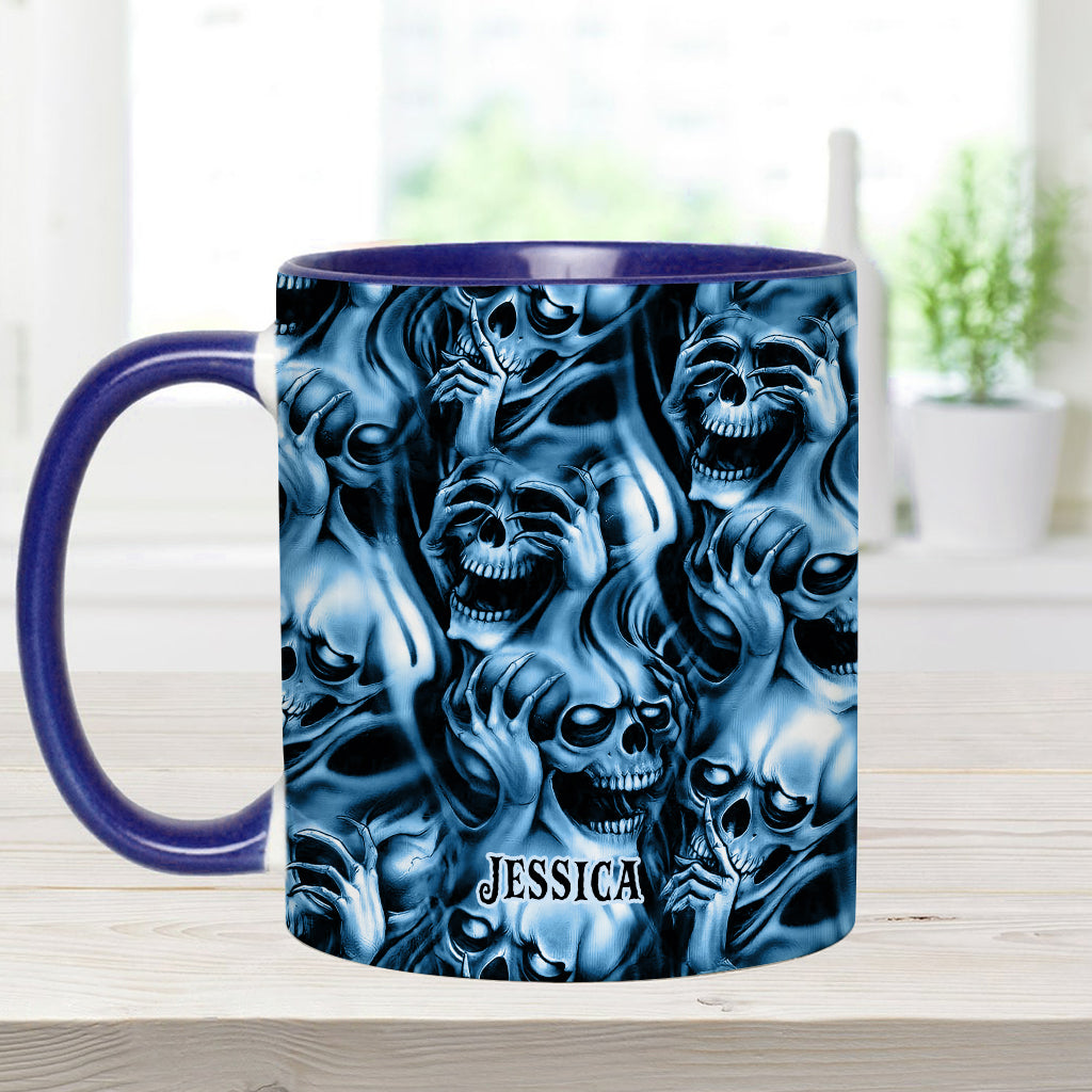 Nichts hören, nichts sagen, nichts sehen – personalisierte Tasse mit Totenkopf-Akzent