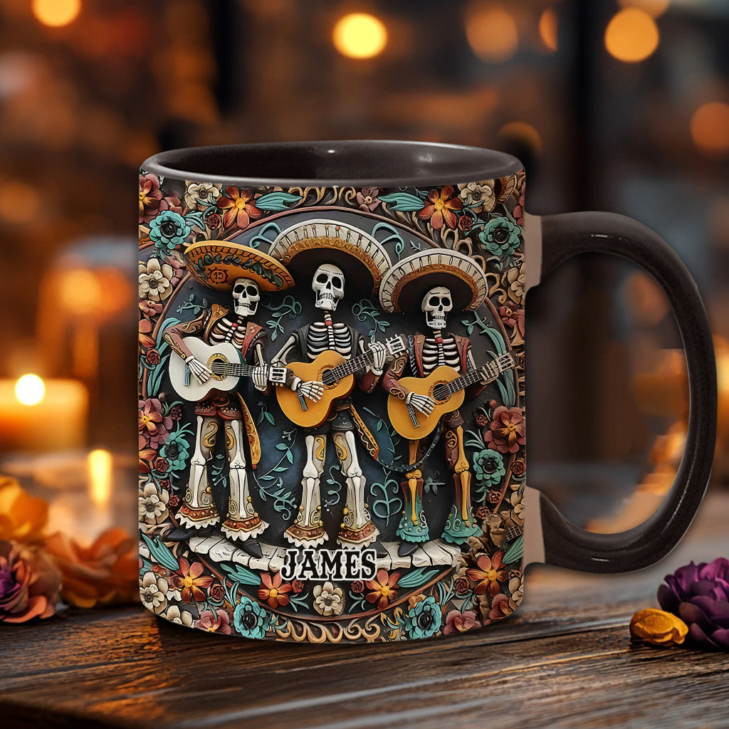 Skelett-Trio – Personalisierte Tasse mit Totenkopf-Akzent