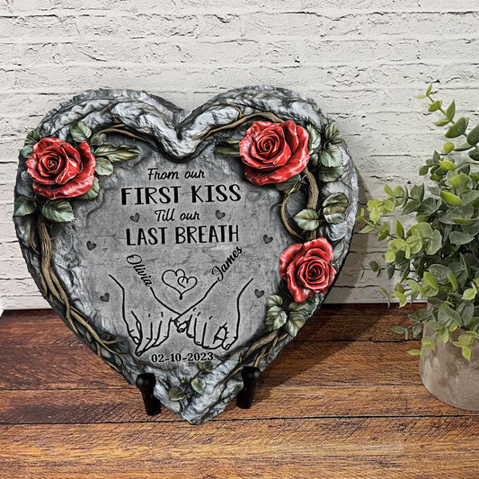 Vom ersten Kuss bis zum letzten Atemzug – personalisierter herzförmiger Stein für Paare