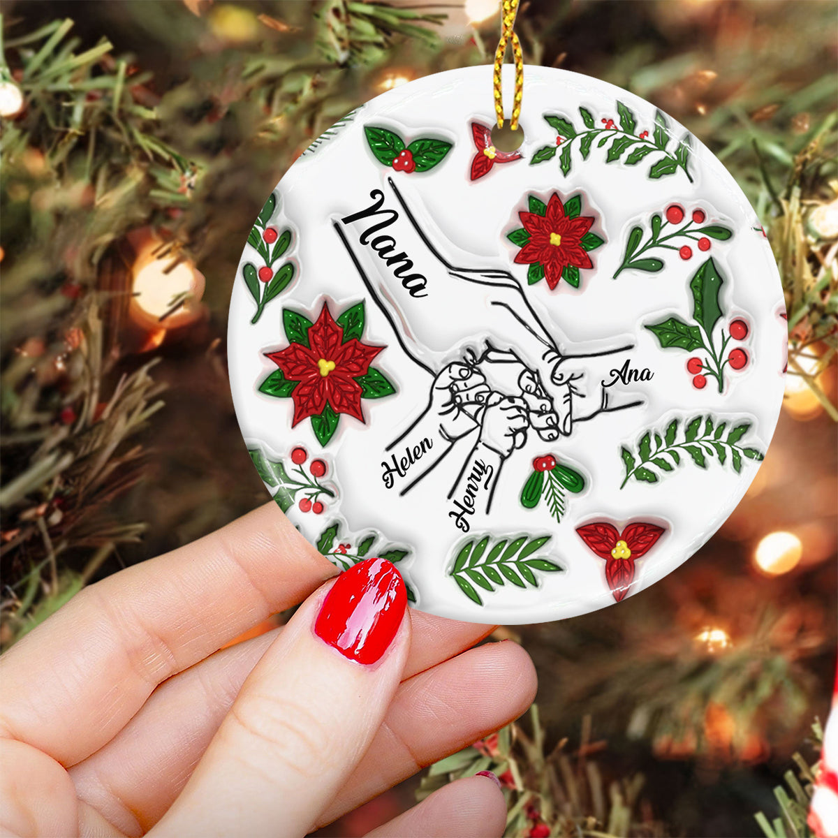 Halt meine Hand, halt mein Herz – Personalisierter Keramik-Kreisanhänger für Oma