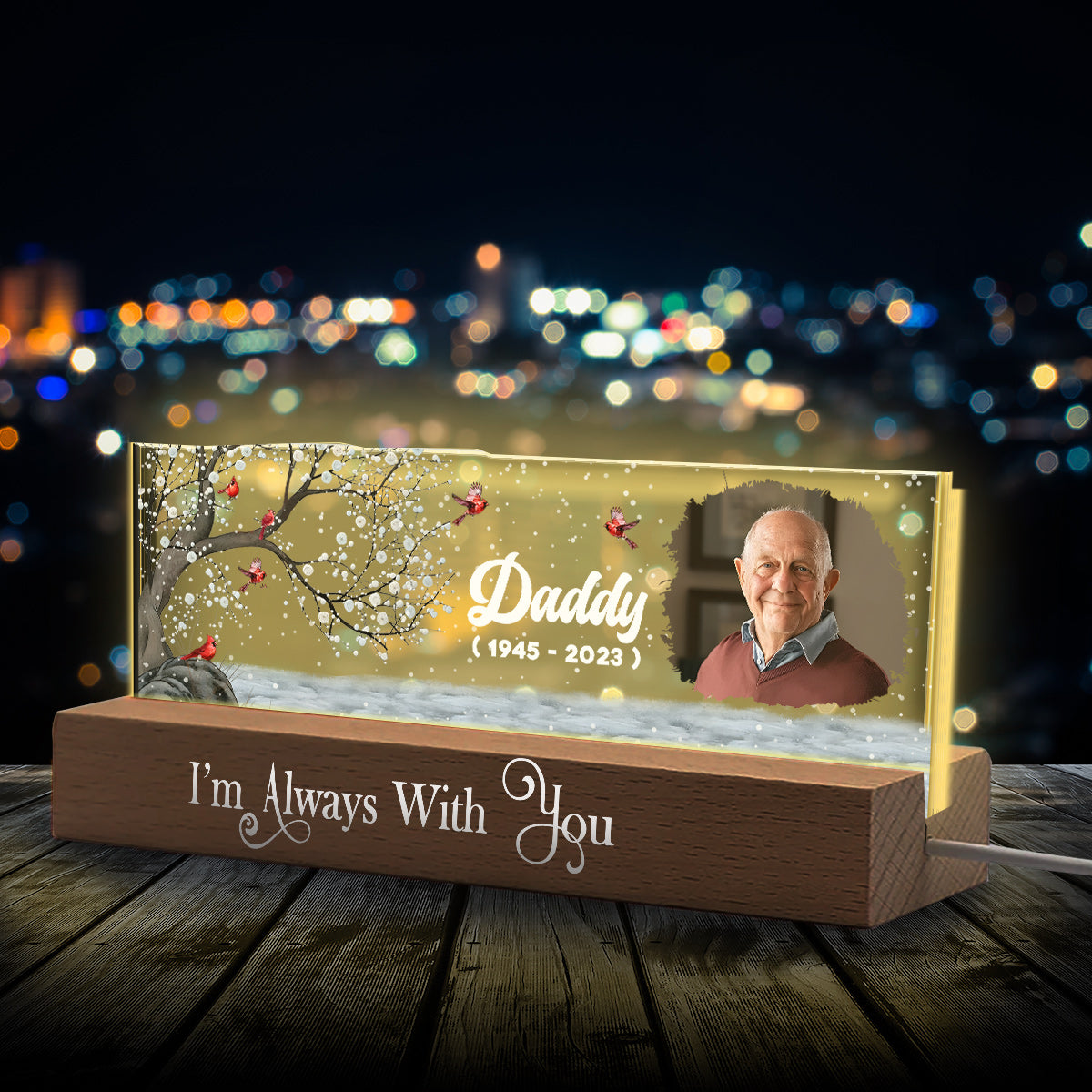 Ich bin immer bei dir – Personalisierte Gedenk-LED-Nachtleuchte
