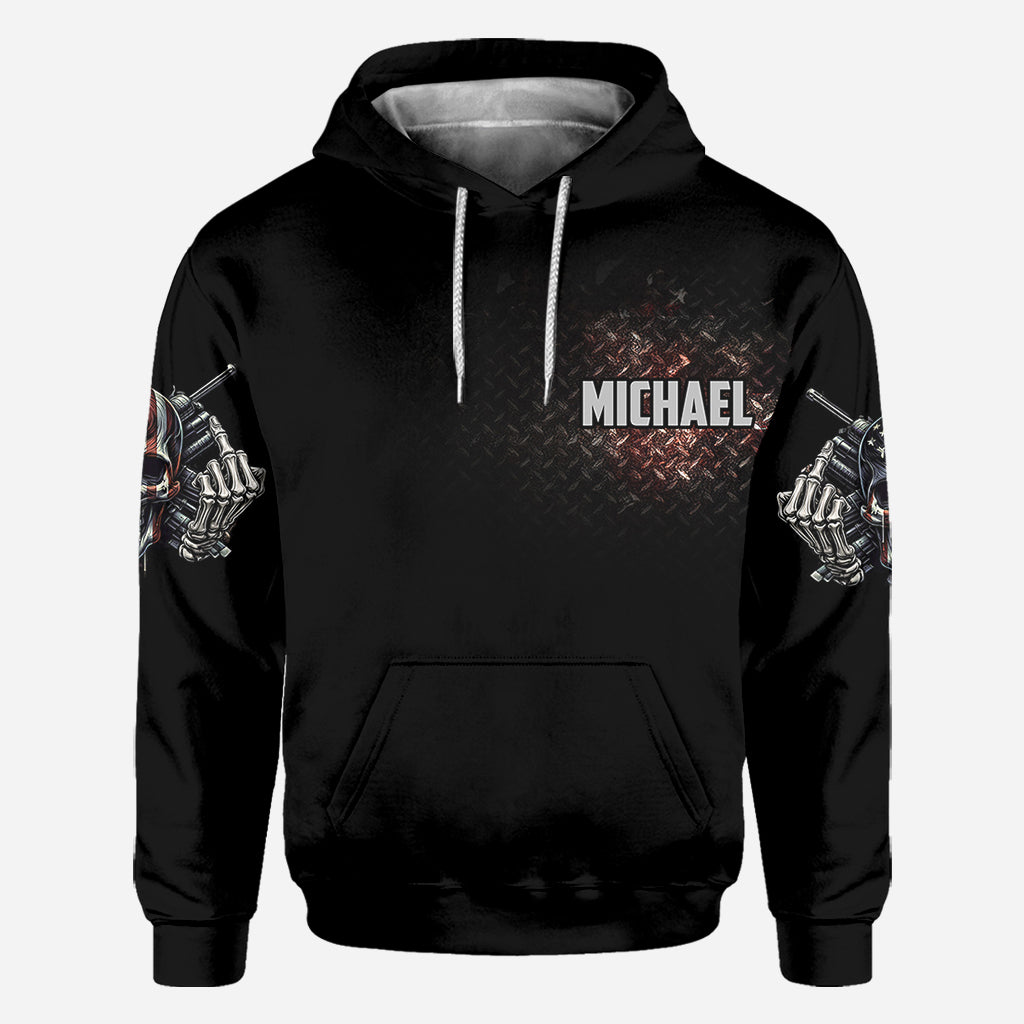 Amerikanische Flagge mit Skelett – Personalisiertes Totenkopf-Shirt