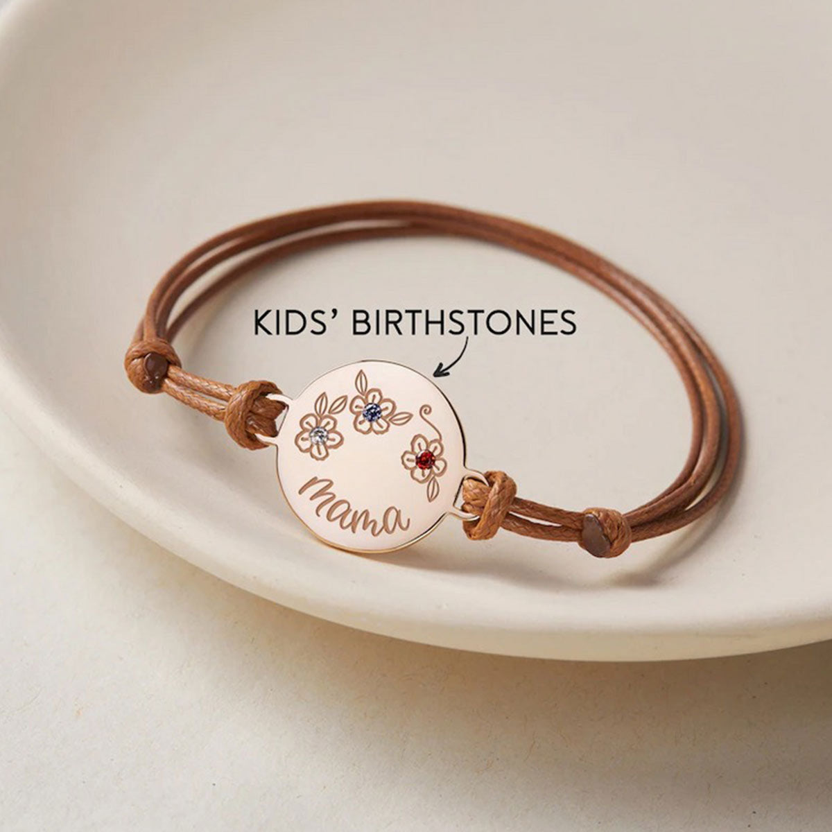 Rundes Anhängerarmband mit Geburtssteinen – Personalisiertes rundes Mutter-Anhängerarmband