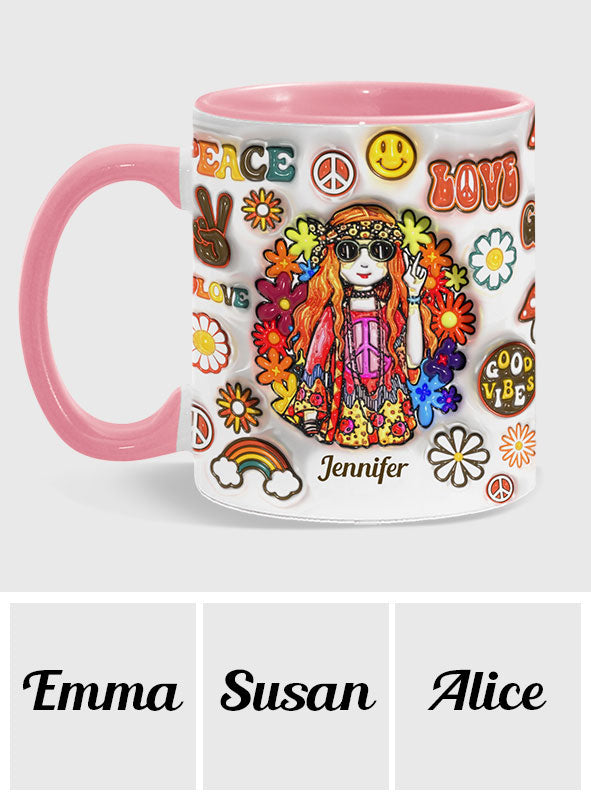 Personalisierte Hippie-Tasse für Frauen: Alte Hippies sterben nicht und verwandeln sich in verrückte Omas