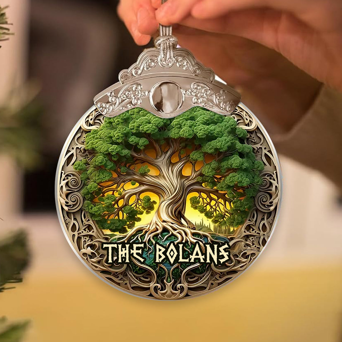 Lebensbaum im skandinavischen Mythologie-Stil, rustikale Variante – personalisierter irischer Vintage-Schmuck