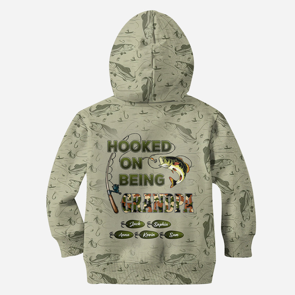 Hooked On Being Dad/ Grandpa... - Personalized Fishing All Over Shirt