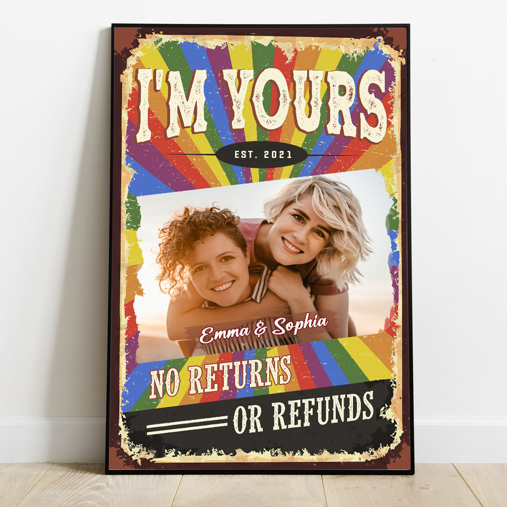 Ich gehöre dir – Keine Rückgabe oder Rückerstattung – Personalisierte Leinwand und Poster zur Unterstützung der LGBTQ+-Community