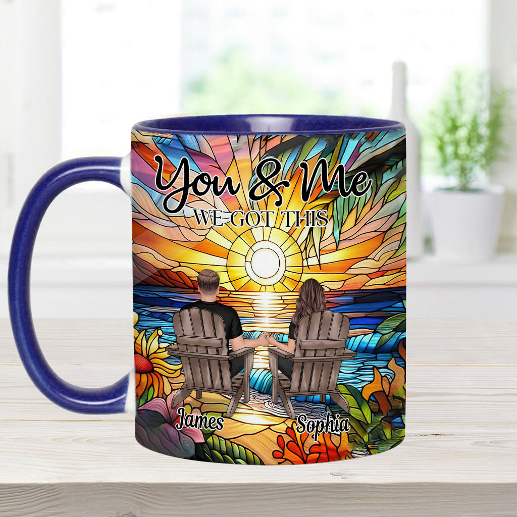 „Du und ich, wir schaffen das“ – personalisierte Tasse für Paare