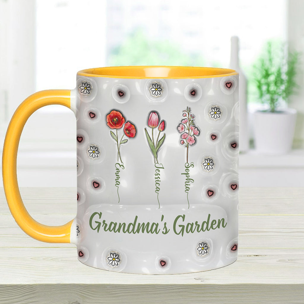 Geburtsmonatsblumen aus Omas Garten – Personalisierte Tasse mit Oma-Motiv