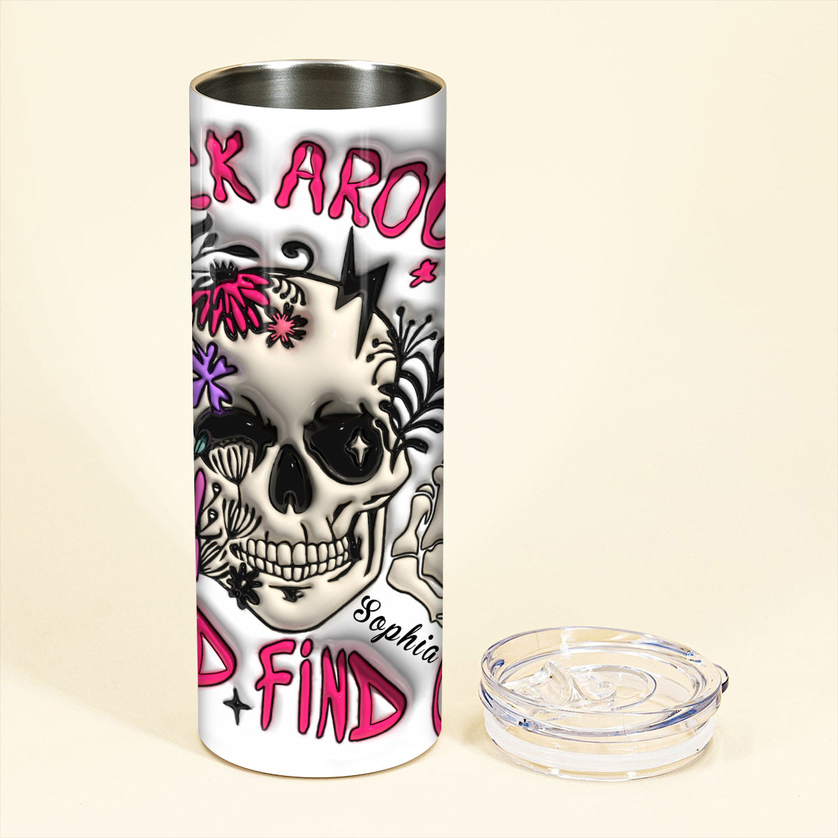 Probier's aus und finde es heraus – personalisierter, schlanker Totenkopf-Leuchtbecher