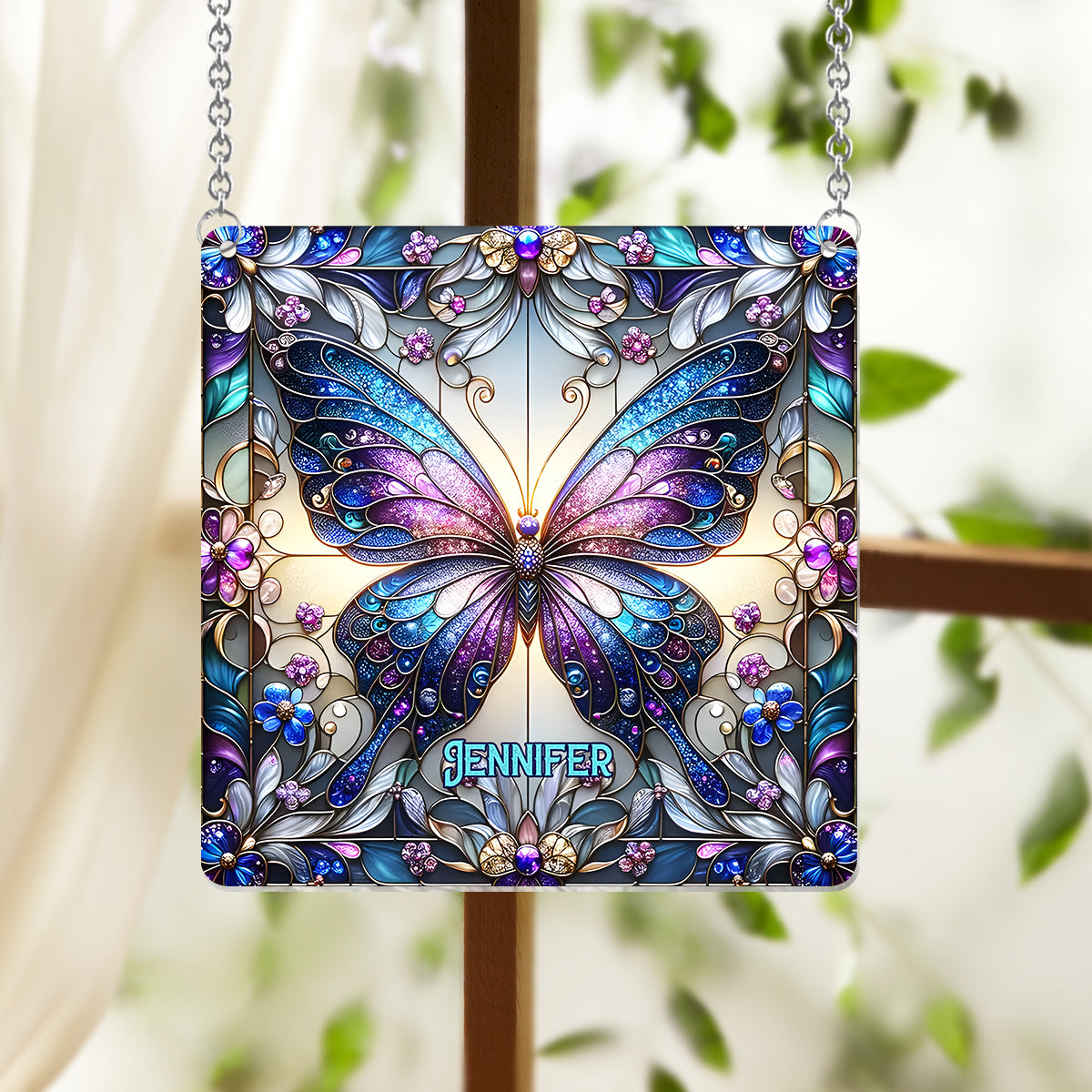 Love Butterflies - Personalized Butterfly Window Hanging Suncatcher Ornament