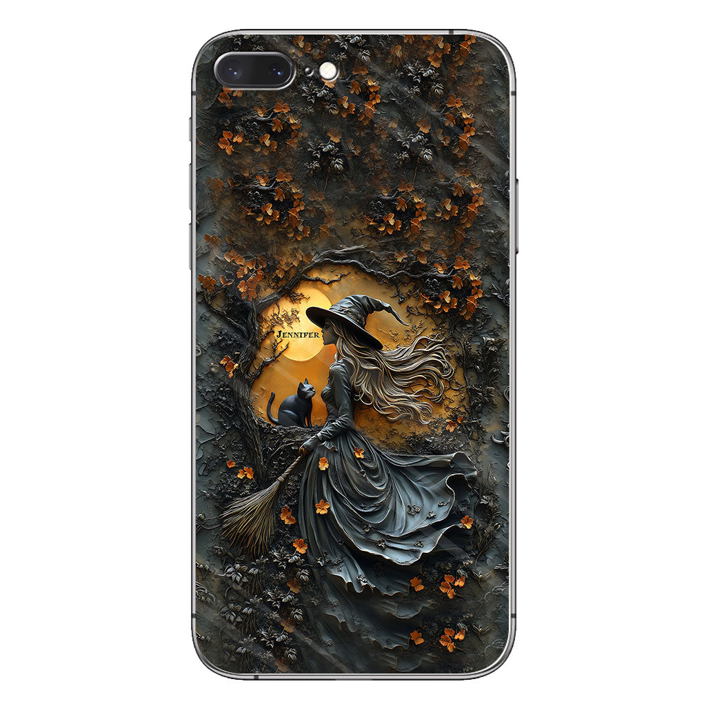 Wunderschöne Hexe & ihre schwarze Katze – personalisierte Hexen-Handyhülle