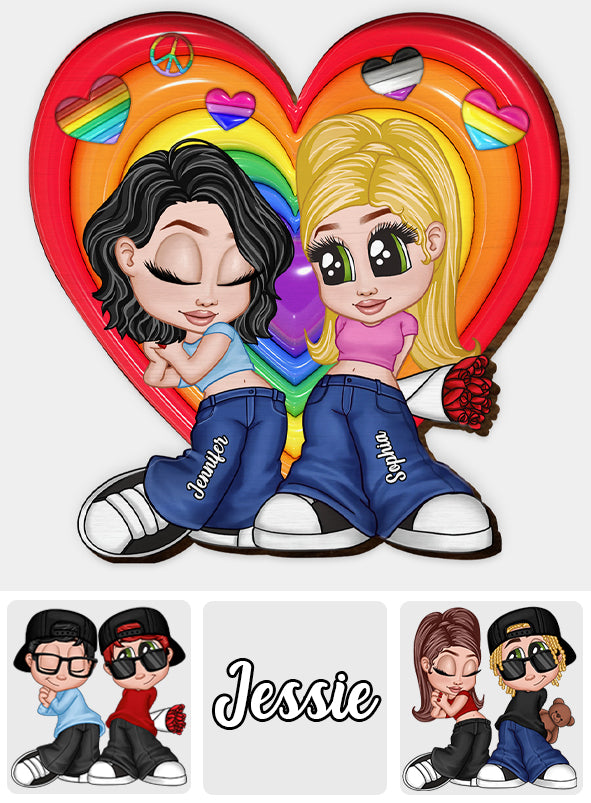 Chicano Y2K Pride Paar – Personalisierter LGBT-Unterstützungs-Autovisierclip in Form einer Sonnenblende