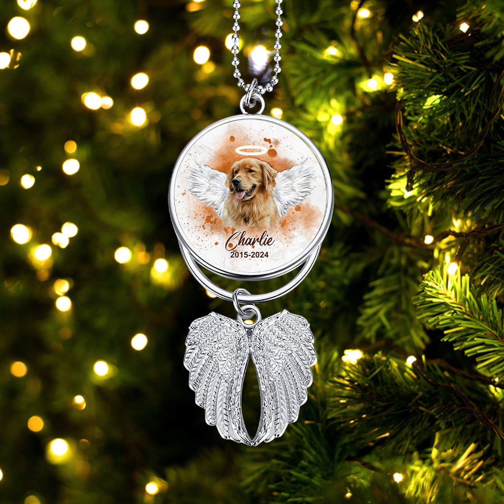 On Angel Wings You Were Taken Away - Personalized Dog Wings Ornament