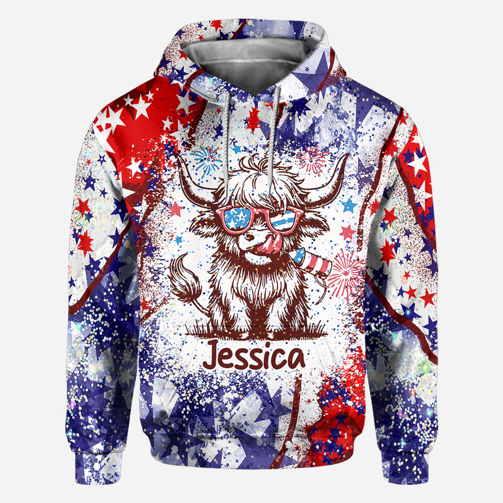 4th Of July Highland Cow - Personalized All Over Shirt