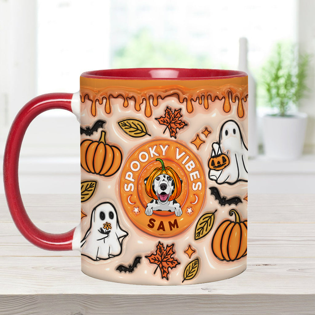 Spooky Vibes Ghost Fall - Personalized Dog Accent Mug