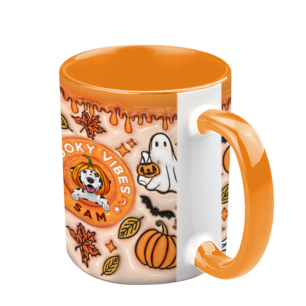Spooky Vibes Ghost Fall - Personalized Dog Accent Mug