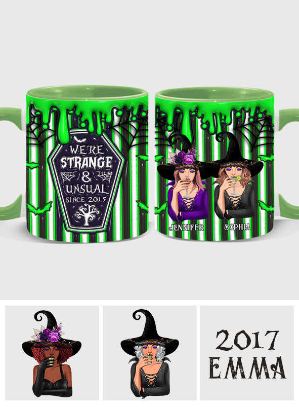 Wir sind seltsam und ungewöhnlich – personalisierte Tasse mit dem Aufdruck „Beste Freundin“.