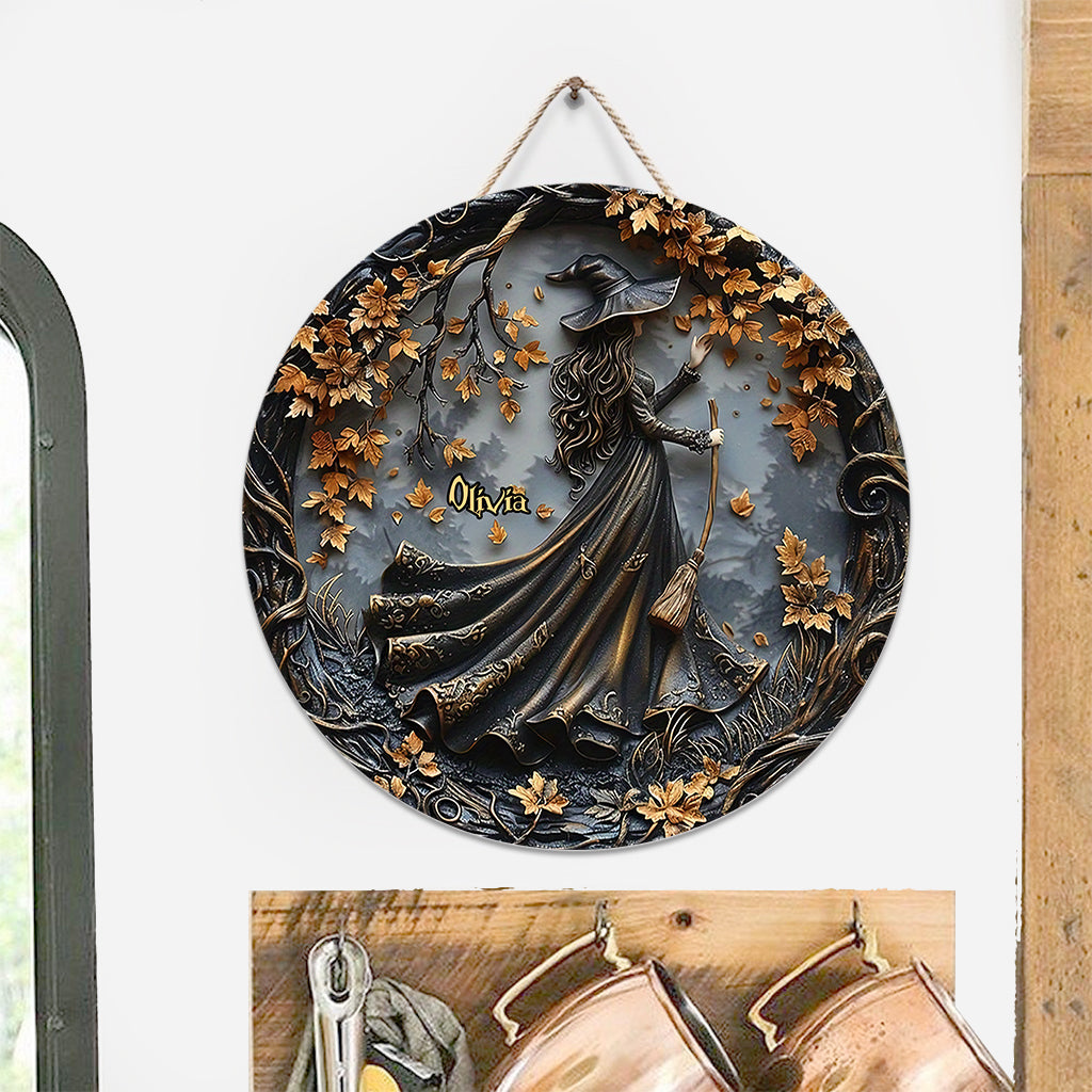 Beautiful Witch - Personalized Witch Round Wood Sign