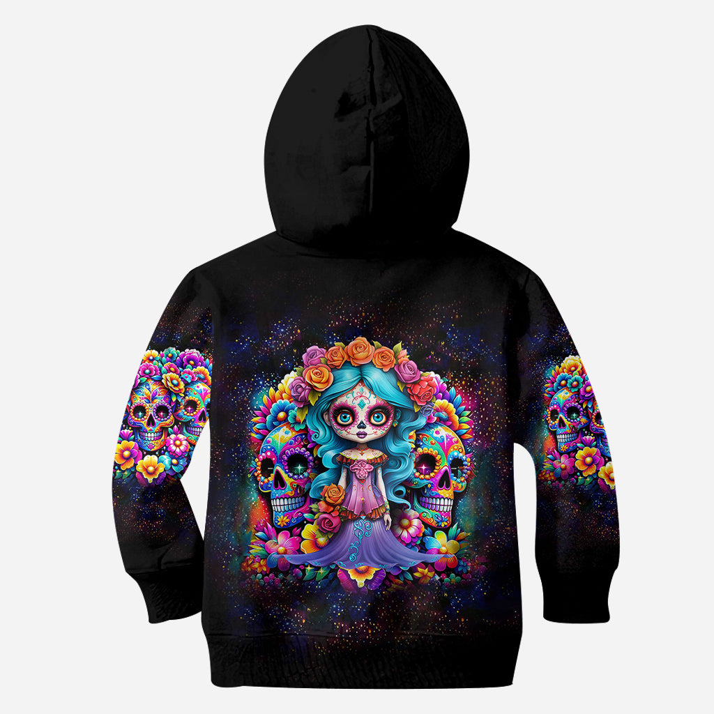 Niedliche Puppen La Catrina – Personalisierter Totenkopf-Hoodie und Leggings