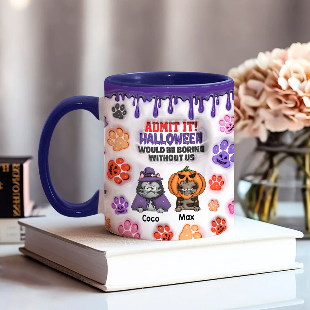 Halloween wäre ohne mich langweilig – personalisierte Tasse mit Katzenmotiv