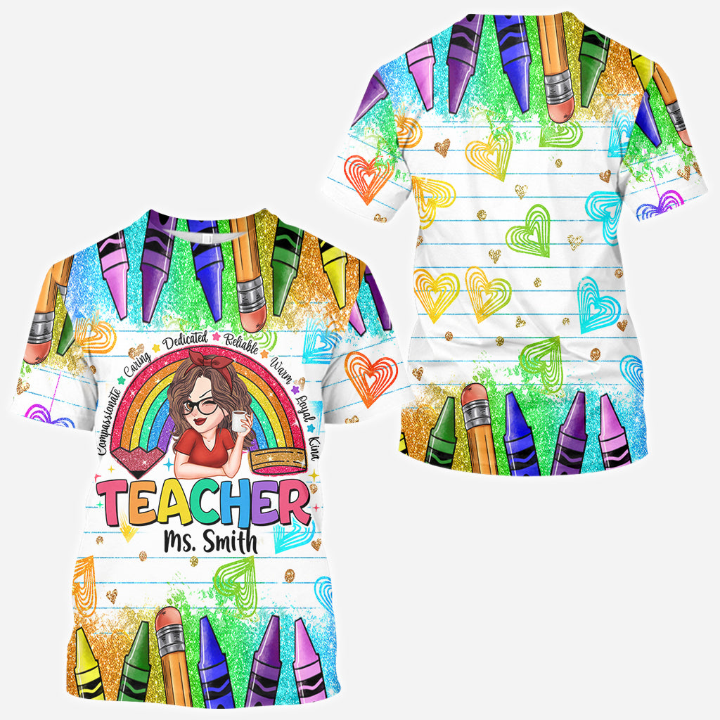 Teacher Classroom Rainbow - Personalized Teacher All Over Shirt