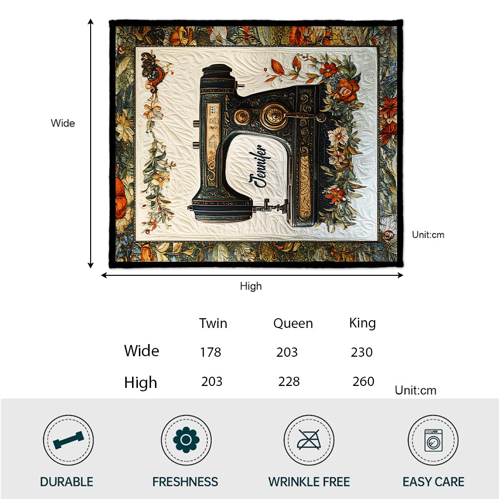 Vintage-Nähmaschine – personalisierte Nähdecke