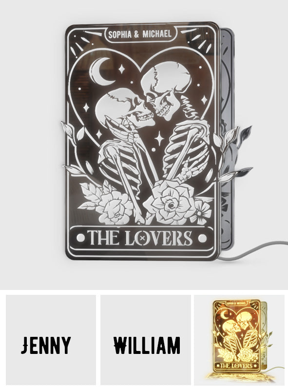 The Lovers – Personalisierte Totenkopf-Spiegelleuchte 