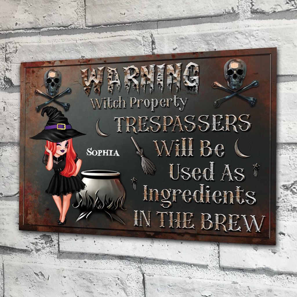 Warning Trespassers Will Be Used As Ingredients - Personalized Witch Rectangle Metal Sign