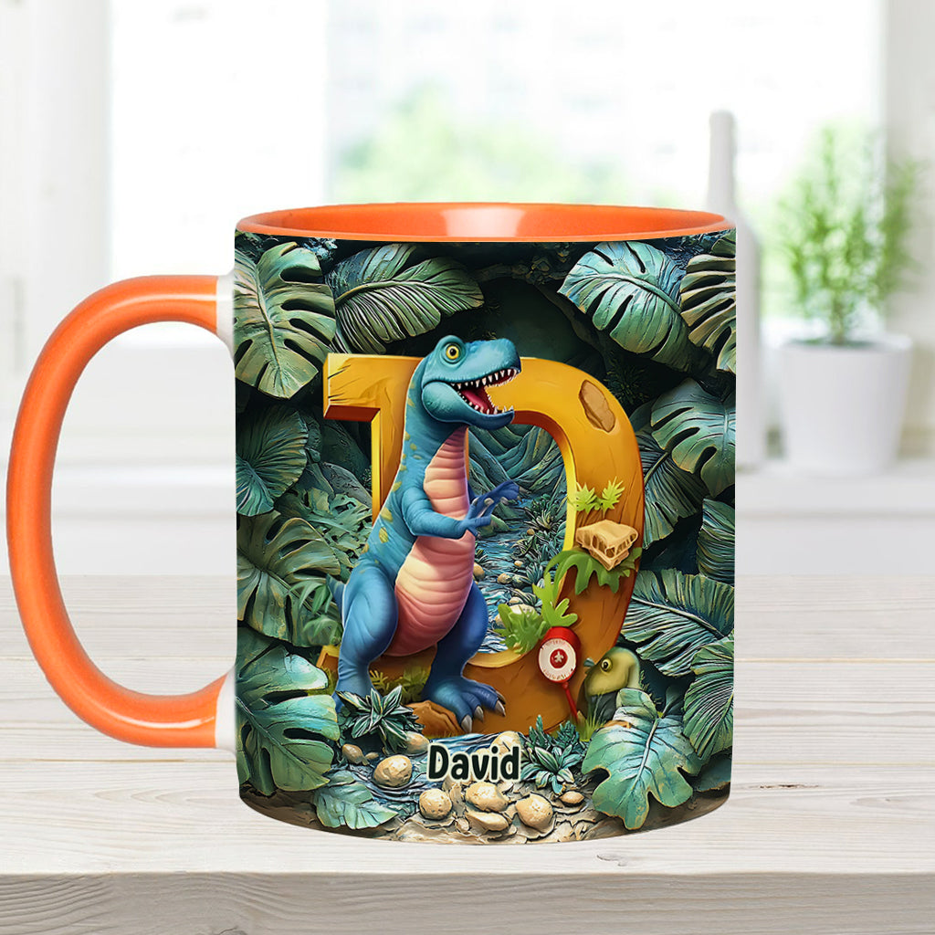 Dinosaurier-Buchstabe - Personalisierte Tasse mit Kinderakzent