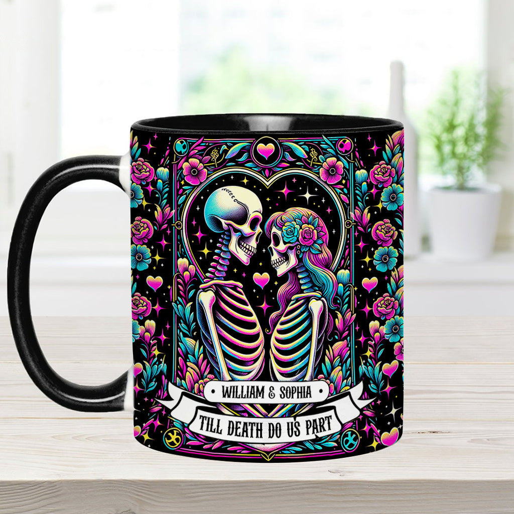 Bis dass der Tod uns scheidet – Personalisierte Tasse mit Totenkopf-Akzent