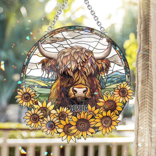 Babykuh-Sonnenblume – Personalisierter Fensterhänger-Sonnenfänger