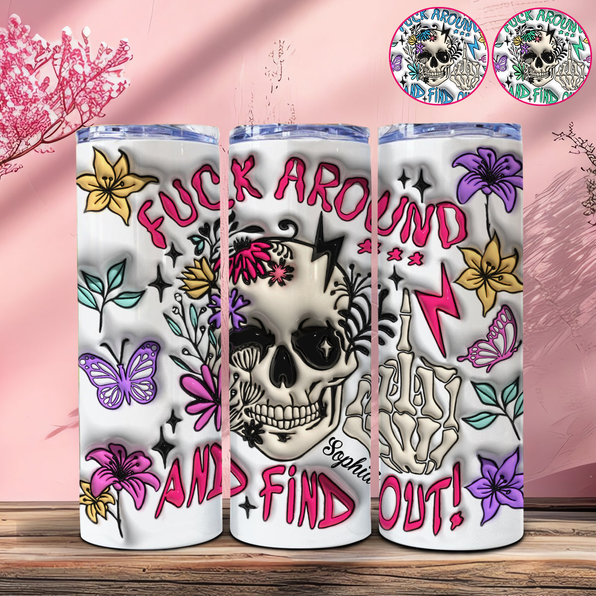 Probier's aus und finde es heraus – personalisierter, schmaler Totenkopf-Trinkbecher
