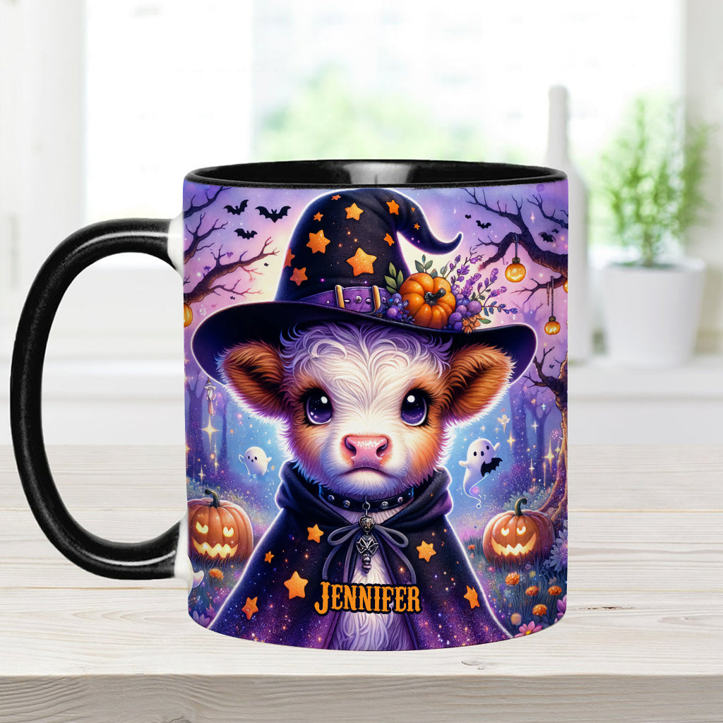 Baby Highland Cow Witch Halloween - Personalisierter Akzentbecher