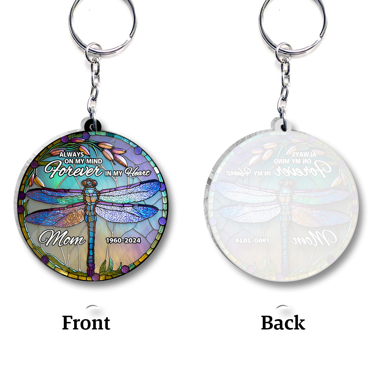 Always On My Mind Forever In My Heart - Personalized Memorial Transparent Keychain