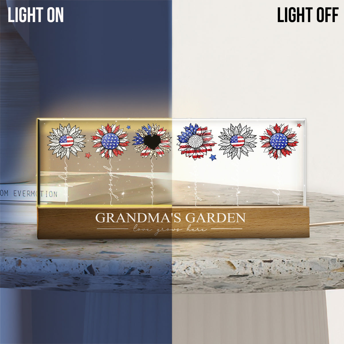 Omas Garten – Personalisierte LED-Nachtleuchte für Oma