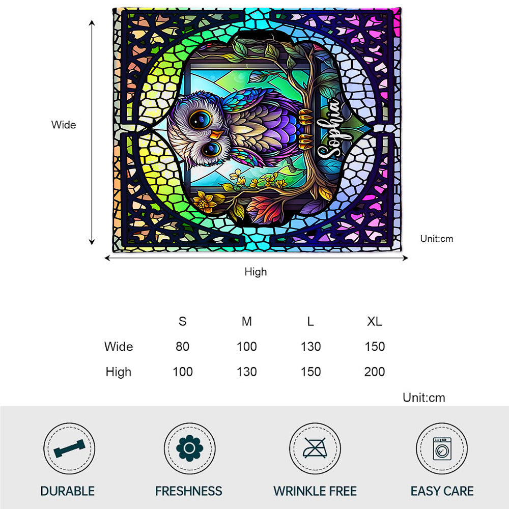 Niedliches Eulen-Buntglasbild – personalisierte Eulendecke