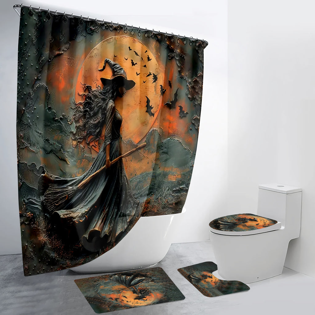 Beautiful Witch Witch Bathroom Curtain & Mats Set